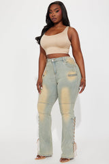 Tongue Tied Tinted Flare Jeans - Vintage Wash