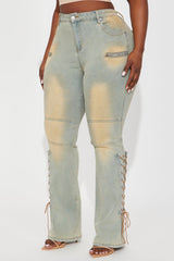 Tongue Tied Tinted Flare Jeans - Vintage Wash