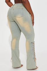 Tongue Tied Tinted Flare Jeans - Vintage Wash