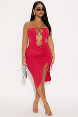 Sasha Ring Bodysuit And Midi Skirt Set - Red
