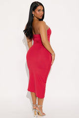 Sasha Ring Bodysuit And Midi Skirt Set - Red
