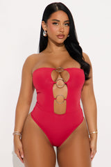 Sasha Ring Bodysuit And Midi Skirt Set - Red