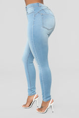 Alexa High Rise Booty Lifter Skinny Jeans - Light Blue Wash