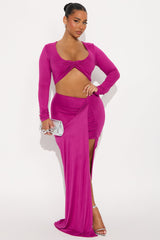 The Right Choice Draped Maxi Skirt Set - Magenta
