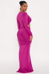 The Right Choice Draped Maxi Skirt Set - Magenta