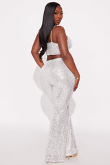 Spotlight Ready Sequin Pant Set - Silver