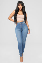 Dare Devil High Rise Skinny Jeans - Medium Blue Wash