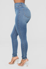 Dare Devil High Rise Skinny Jeans - Medium Blue Wash