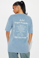444 Angel Number Tunic Top - Blue