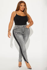 Davine Two Tone Stretch Skinny Jeans - Grey