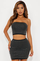 After Hours Embellished Skirt Set - Black