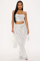 Spotlight Ready Sequin Pant Set - Silver
