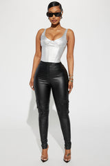 Kalen Cargo Faux Leather Skinny Pant - Black