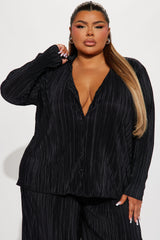 If It Plisse You Pant Set - Black