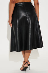 Don't Forget Faux Leather Midi Skirt - Black