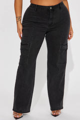 Non Disclosure Stretch Straight Leg Jeans - Black Wash