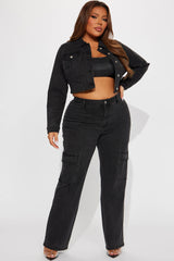 Non Disclosure Stretch Straight Leg Jeans - Black Wash
