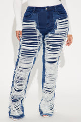 Know The Drill Shredded Bootcut Jeans - Dark Wash