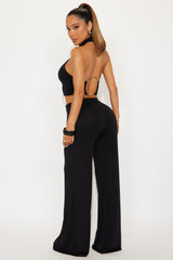 Dark Halo Halter Pant Set - Black