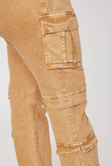 Main Squeeze Mid Rise Straight Leg Cargo Jeans - Khaki
