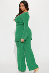 Nobody Like Me Ribbed Pant Set - Green