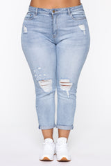 Keep Coming Back Boyfriend Jeans - Light Blue Wash