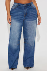 Kenzie Non Stretch Barrel Leg Jeans - Medium Wash