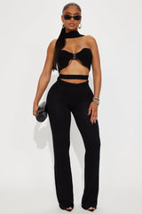 Sienna Cutout Knit Pant Set - Black