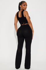 Sienna Cutout Knit Pant Set - Black