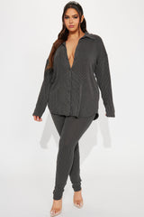 Maddie Ribbed Legging Set - Charcoal