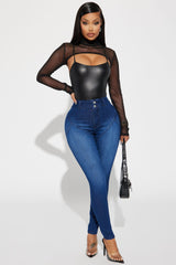 Booty So Good Moto Stretch Skinny Jeans - Dark Wash