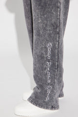 Good Vibes Washed Wide Leg Sweatpant - Grey/combo