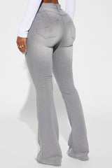 Audrey Booty Lifting Stretch Flare Jeans - Grey