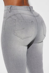 Audrey Booty Lifting Stretch Flare Jeans - Grey