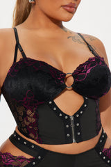Diva Lace Flare Leg Pant Set - Black