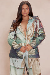 Ancient Art Blazer Suit Set - Multi Color