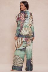 Ancient Art Blazer Suit Set - Multi Color