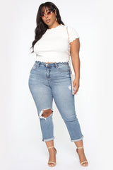 Need A New High Rise Mom Jeans - Medium Blue Wash