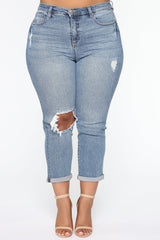 Need A New High Rise Mom Jeans - Medium Blue Wash