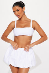 Kya Poplin Bubble Hem Skirt Set - White