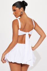 Kya Poplin Bubble Hem Skirt Set - White