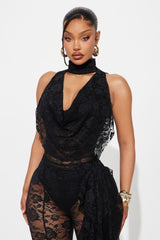 Dangerous Drapes Lace Capri Set - Black
