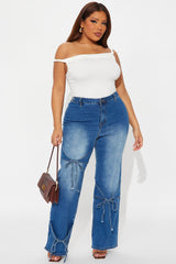 Let's Wrap It Up Bow Straight Leg Jeans - Medium Wash