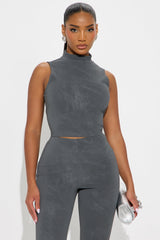 Muted Muse Washed Pant Set - Grey