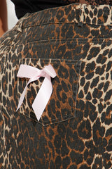 Put A Bow On It Leopard Mini Skirt - Brown/combo