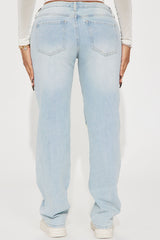 Off The Hook Ripped Straight Leg Jeans - Light Wash