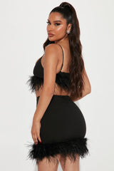 Chic In The City Feather Skirt Set - Black