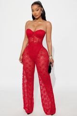 Laced In Lust Corset Pant Set - Red
