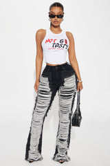 Know The Drill Shredded Bootcut Jeans - Black