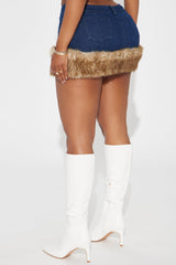 Fuzzy Feelings Denim Micro Mini Skirt - Dark Wash